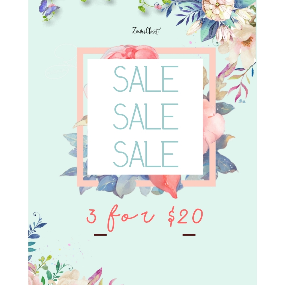 3 for $20 Sale